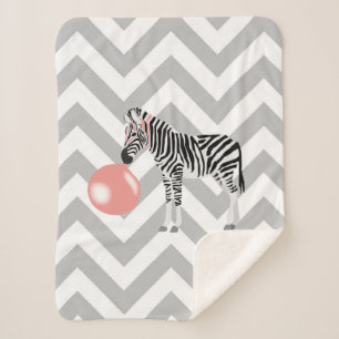 Couverture Sherpa Buble Gum Zebra Blowbble