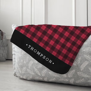Couverture Sherpa Buffle rouge et noir plaqué personnalisé