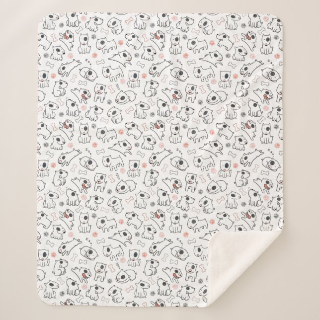 Couverture Sherpa Bull Terrier Amoureux des chiens Motif sans coutur (Devant)