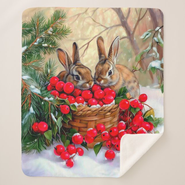Couverture Sherpa Bunnies & Berries Sherpa Blanket (Devant)