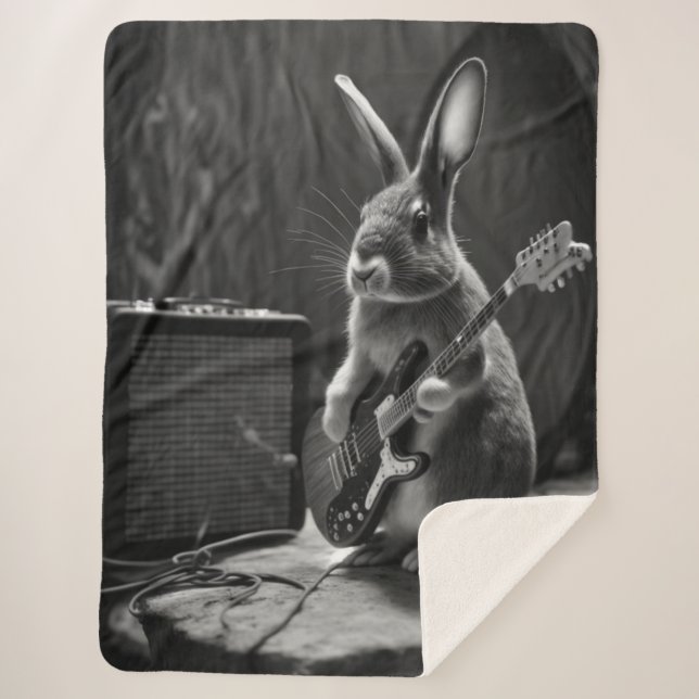 Couverture Sherpa Bunny Jouer une guitare (Devant)