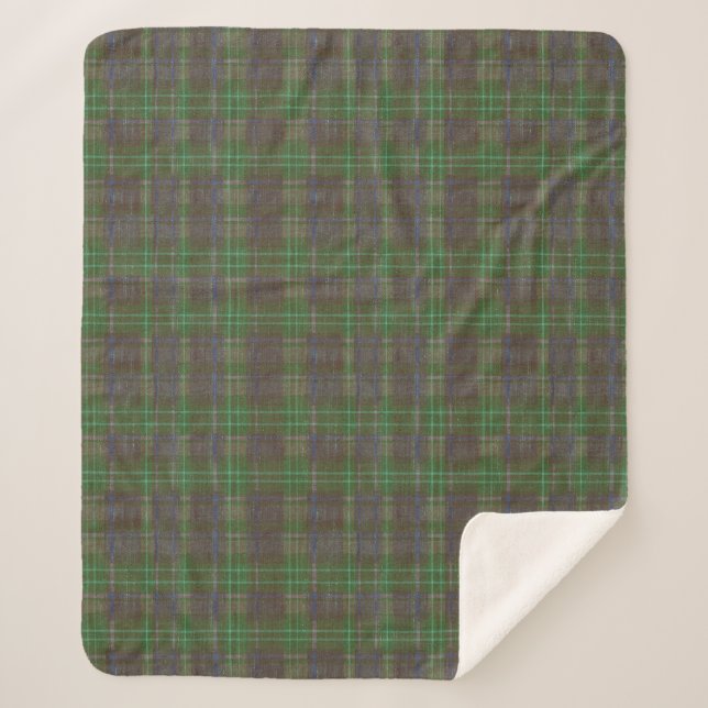 Couverture Sherpa Cabane Tartan Vert Forêt (Devant)