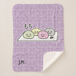 Couverture Sherpa Câble de riz à la crème glacée Cute Mochi Thé