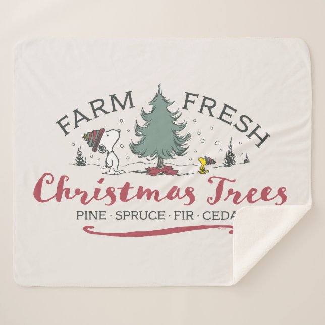 Couverture Sherpa cacahuètes | Arbres de Noël frais de ferme (Devant (Horizontal))