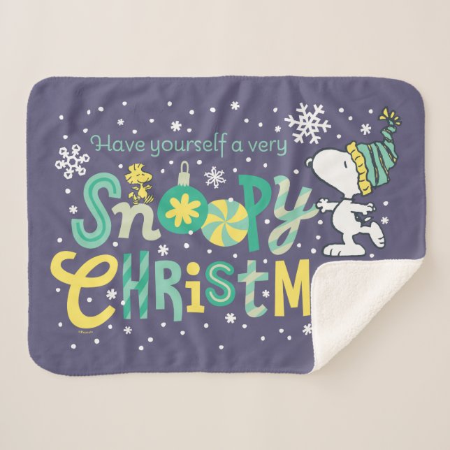 Couverture Sherpa cacahuètes | Ayez-Vous Un Très Snoopy (Devant (Horizontal))