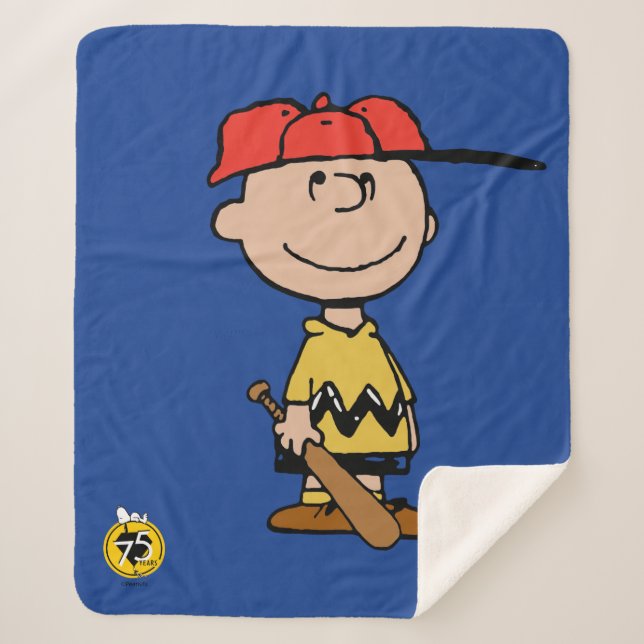Couverture Sherpa cacahuètes | Charlie Brown Baseball Smile (Devant)