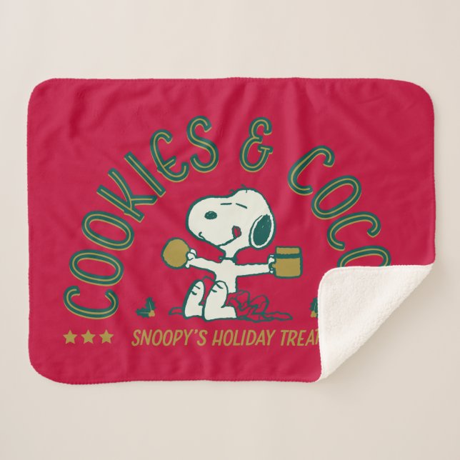 Couverture Sherpa cacahuètes | Cookies et cacao Snoopy (Devant (Horizontal))