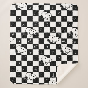Couverture Sherpa cacahuètes Drapeau À damiers Snoopy
