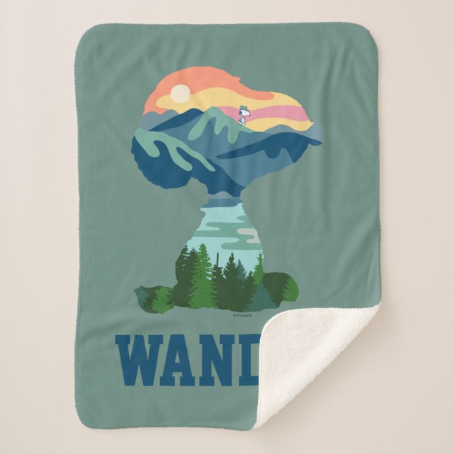 Couverture Sherpa cacahuètes | Grand Portrait extérieur Snoopy (Devant)