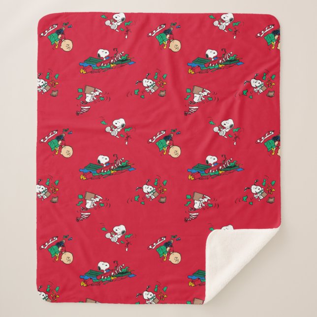 Couverture Sherpa cacahuètes | Motif d'enveloppement de cadeaux de N (Devant)