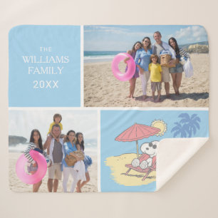 Couverture Sherpa cacahuètes Snoopy Beach Ajouter Votre Nom Et P