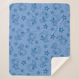 Couverture Sherpa cacahuètes Snoopy Blue Space Astronaut Motif