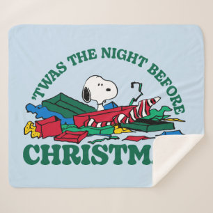 Couverture Sherpa cacahuètes Snoopy 'C'était la nuit avant Noël