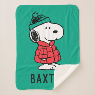 Couverture Sherpa cacahuètes Snoopy Chat d'hiver et Casquette
