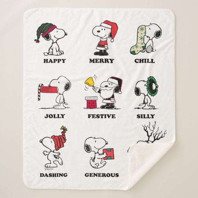 Couverture Sherpa cacahuètes | Snoopy Christmas Holiday Moods (Devant)