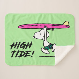 Couverture Sherpa cacahuètes   Snoopy Courir sur le Surf