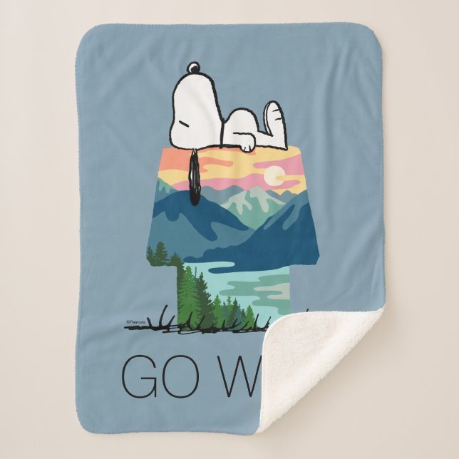 Couverture Sherpa cacahuètes | Snoopy Dog House Sunrise (Devant)