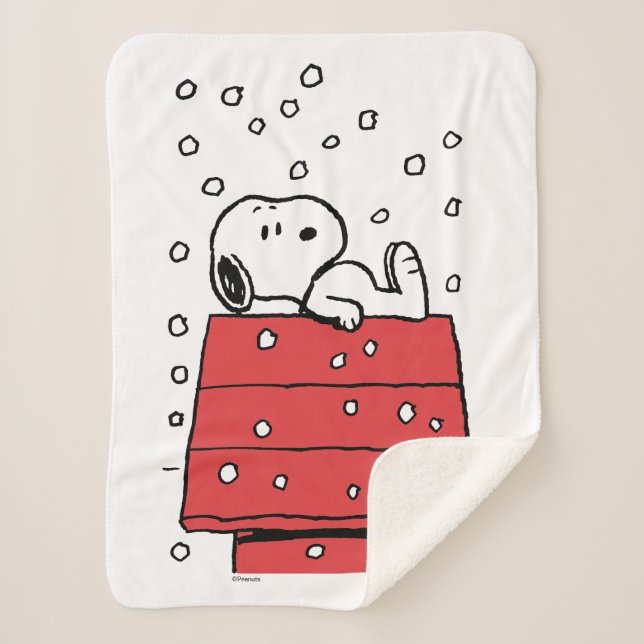 Couverture Sherpa cacahuètes | Snoopy Doghouse Snowflakes (Devant)