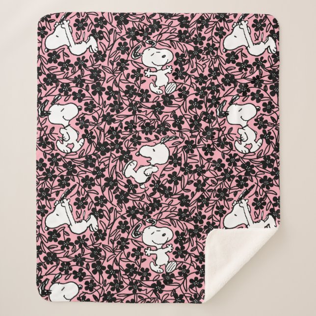 Couverture Sherpa cacahuètes | Snoopy Flower Vine Motif (Devant)