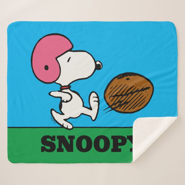Couverture Sherpa cacahuètes | Snoopy Football Kicker (Devant (Horizontal))