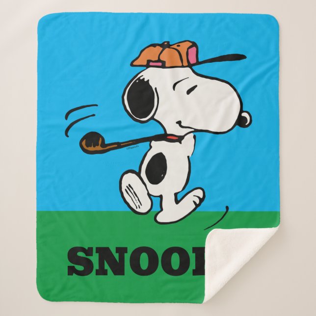 Couverture Sherpa cacahuètes | Snoopy Golf Swing (Devant)