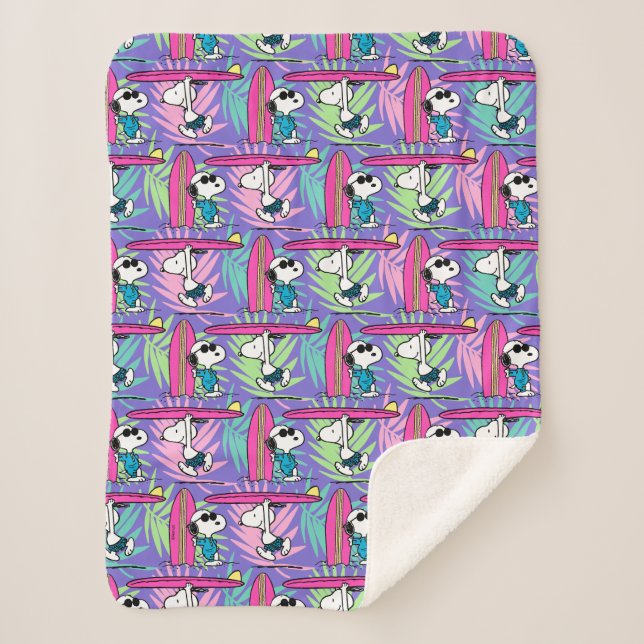 Couverture Sherpa cacahuètes | Snoopy Purple Surf Motif (Devant)
