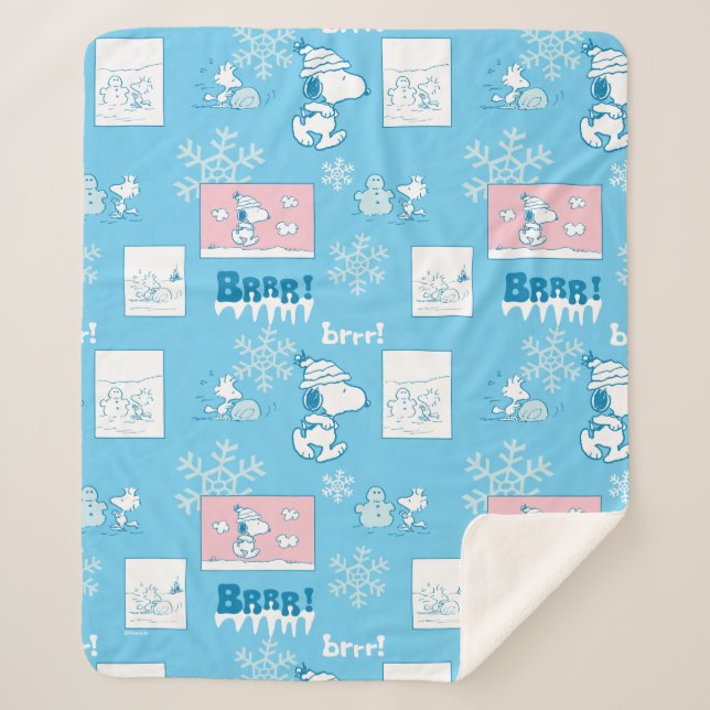 Couverture Sherpa cacahuètes | Snoopy Snow Day Motif (Devant)