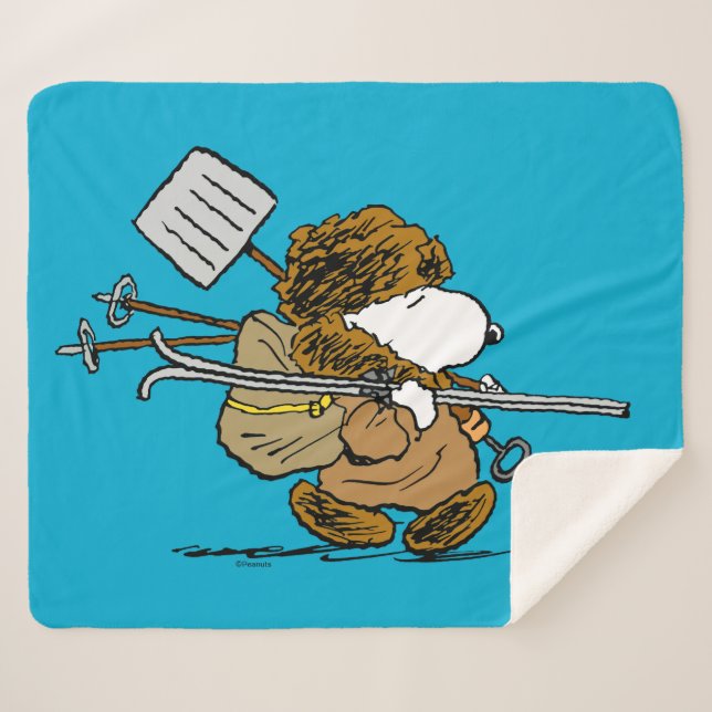 Couverture Sherpa cacahuètes | Snoopy Snow Warrior (Devant (Horizontal))