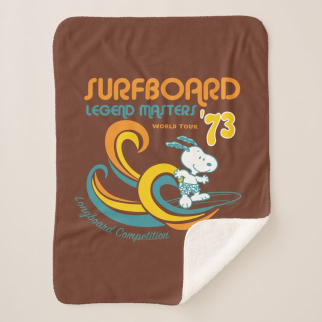 Couverture Sherpa cacahuètes | Snoopy Surboard Longboard Competition (Devant)