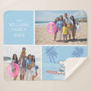 Couverture Sherpa cacahuètes Snoopy Surfing Ajouter Votre Nom Et