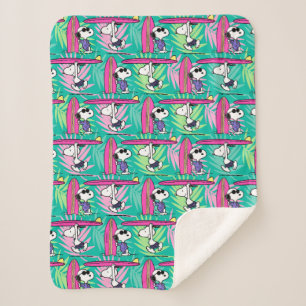Couverture Sherpa cacahuètes   Snoopy Turquoise Surf Motif