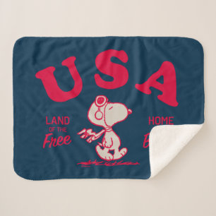Couverture Sherpa cacahuètes Snoopy USA Land of the Free