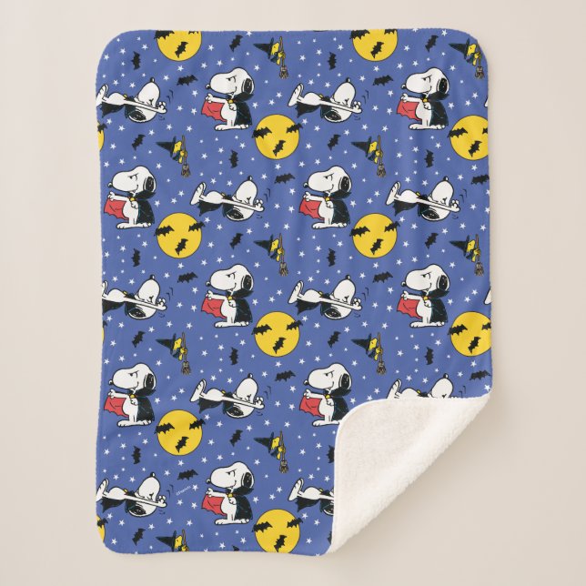 Couverture Sherpa cacahuètes | Snoopy Vampire Motif (Devant)