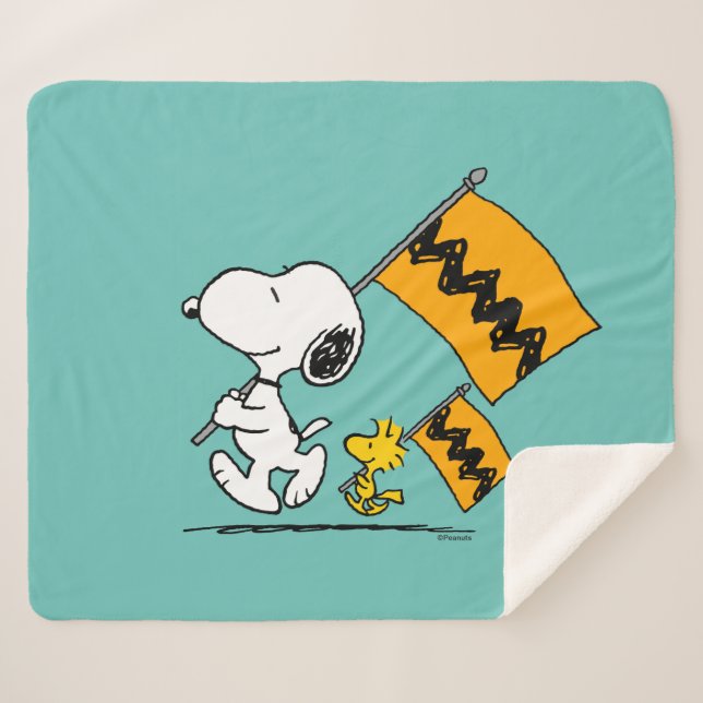 Couverture Sherpa cacahuètes | Snoopy & Woodstock (Devant (Horizontal))