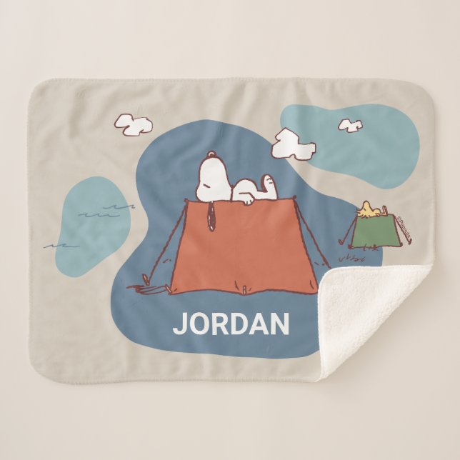 Couverture Sherpa cacahuètes | Snoopy & Woodstock | Ajouter Votre No (Devant (Horizontal))