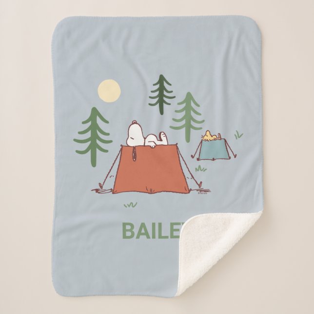 Couverture Sherpa cacahuètes | Snoopy & Woodstock | Ajouter Votre No (Devant)