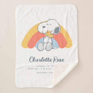 Couverture Sherpa cacahuètes   Snoopy & Woodstock Arc en ciel