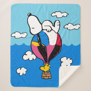Couverture Sherpa cacahuètes   Snoopy & Woodstock Hot Air Balloon