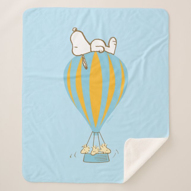 Couverture Sherpa cacahuètes | Snoopy & Woodstock Hot Air Balloon (Devant)