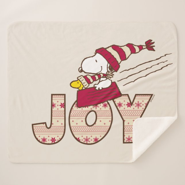 Couverture Sherpa cacahuètes | Snoopy & Woodstock Joy Sled Ride (Devant (Horizontal))