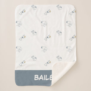 Couverture Sherpa cacahuètes   Snoopy & Woodstock Motif gris doux