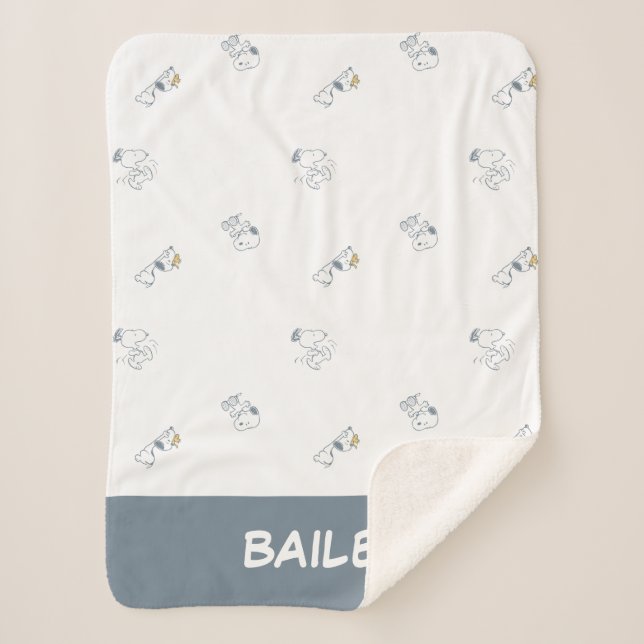 Couverture Sherpa cacahuètes | Snoopy & Woodstock Motif gris doux (Devant)