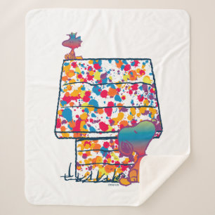 Couverture Sherpa cacahuètes   Snoopy & Woodstock Rainbow Paint