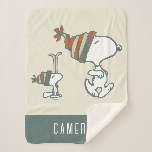 Couverture Sherpa cacahuètes | Snoopy & Woodstock Ski Trip (Devant)