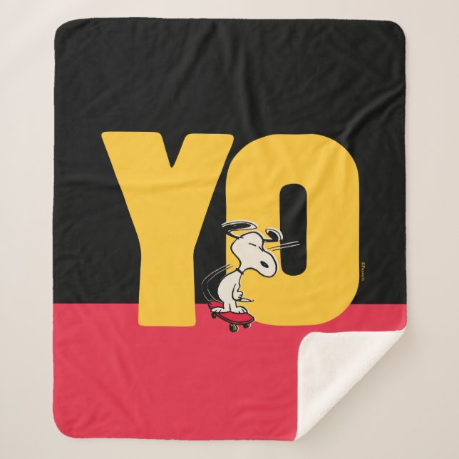 Couverture Sherpa cacahuètes | Snoopy YO Skateboard (Devant)