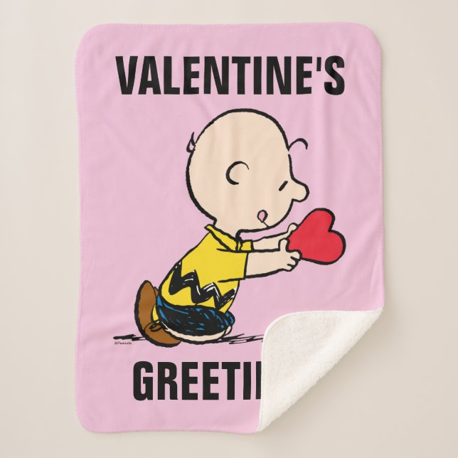 Couverture Sherpa cacahuètes | Valentine's Day Charlie Brown (Devant)