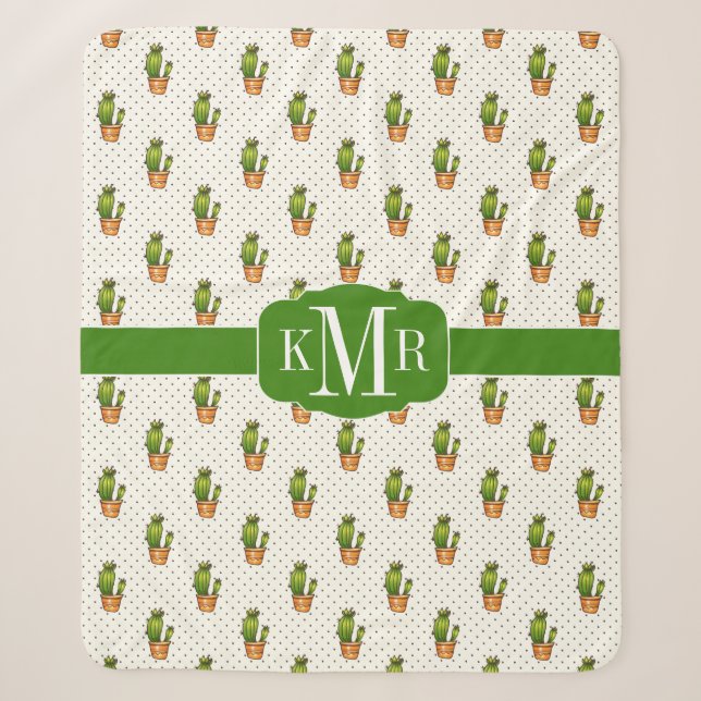 Couverture Sherpa Cactus et motif de point succulent de Polk (Devant)