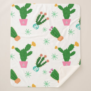Couverture Sherpa Cactus vintage sans soudure motif, ornementen répé