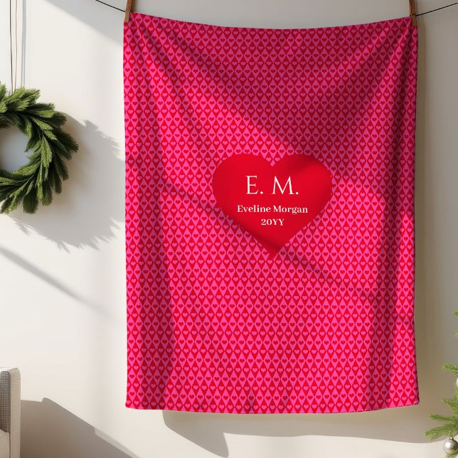 Couverture Sherpa Cadeau d'amour Cœurs Rouges Romantiques Chic pour  (Chic Romantic Red Hearts Love Gift for Boyfriend Sherpa Blanket)