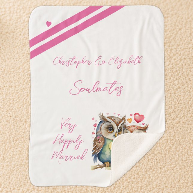Couverture Sherpa Cadeau d'anniversaire de mariage pour femme chouet (Créateur téléchargé)